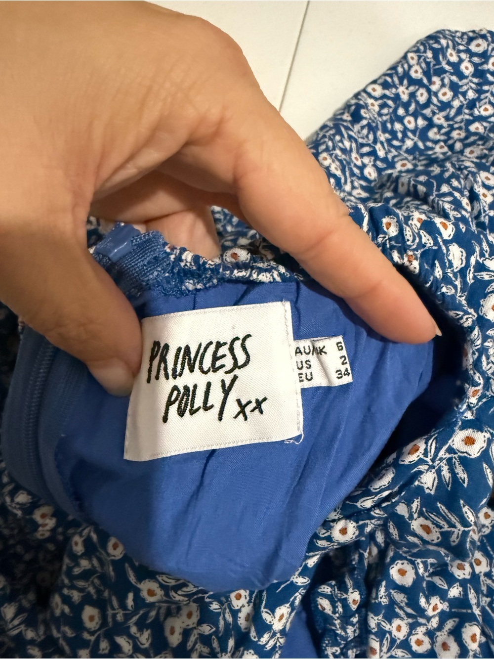Princess Polly Thunderclouds Floral Romper Size 2 Blue Ruffle Cottagecore - Picture 5 of 5